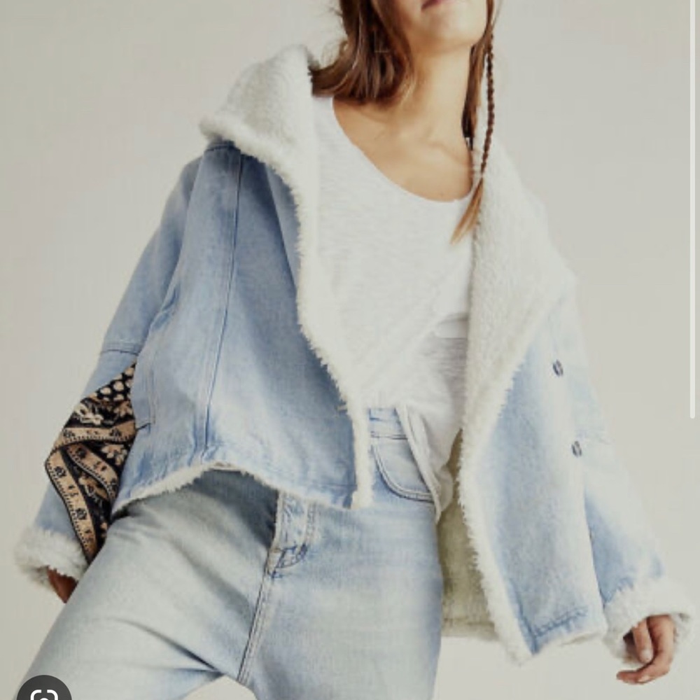 We the Free Twisted Heart Cozy Denim Jacket